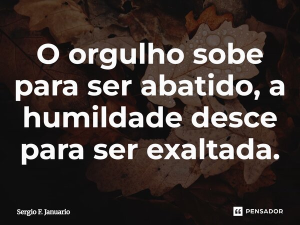 ⁠O orgulho sobe para ser abatido, a humildade desce para ser exaltada.... Frase de Sergio F. Januario.