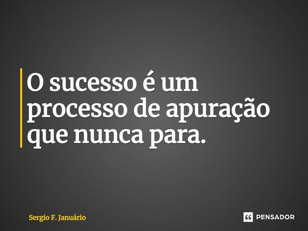 ⁠O sucesso é um processo de apuração que nunca para.... Frase de Sergio F. Januario.