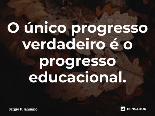 ⁠O único progresso verdadeiro é o progresso educacional.... Frase de Sergio F. Januario.