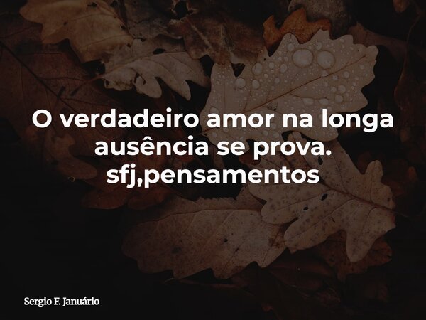 O verdadeiro amor na longa ausência se prova. sfj,pensamentos⁠... Frase de Sergio F. Januário.