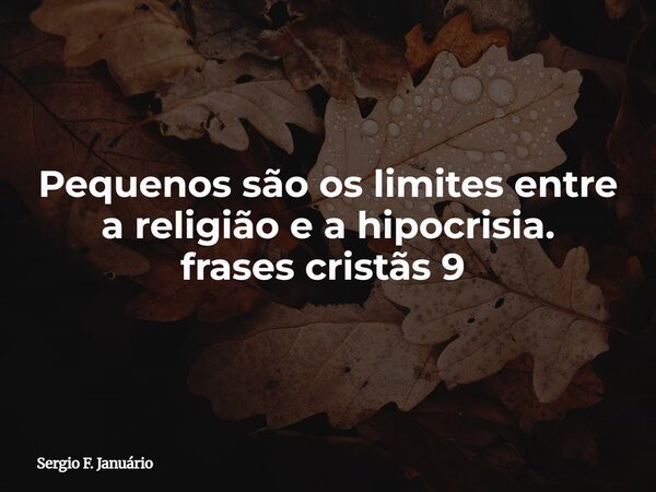 Pequenos são os limites entre a religião e a hipocrisia. frases cristãs 9 ⁠... Frase de Sergio F. Januário.