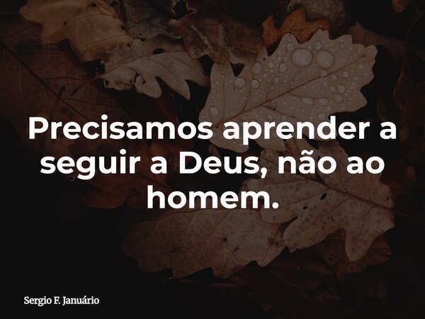 Precisamos aprender a seguir a Deus, não ao homem.... Frase de Sergio F. Januário.