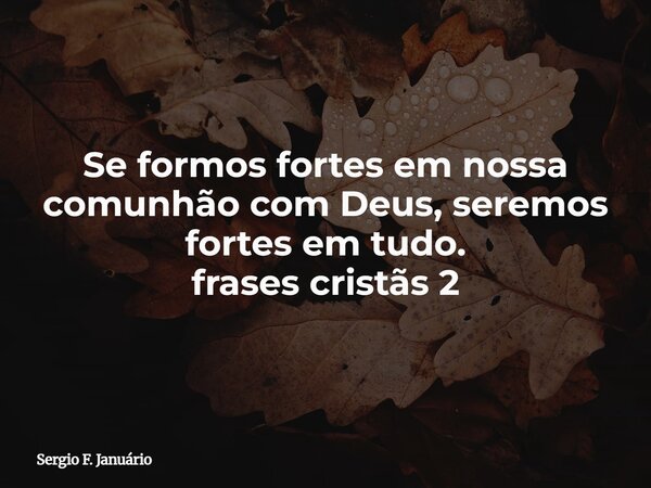 Se formos fortes em nossa comunhão com Deus, seremos fortes em tudo. frases cristãs 2⁠... Frase de Sergio F. Januário.