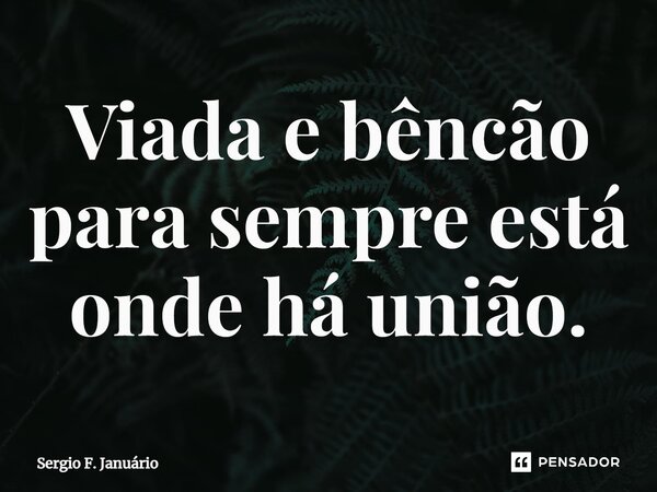 ⁠Viada e bêncão para sempre está onde há união.... Frase de Sergio F. Januario.