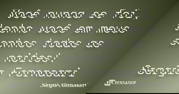 Você nunca se foi, tenho você em meus sonhos todas as noites! Sergio Fornasari... Frase de Sergio Fornasari.