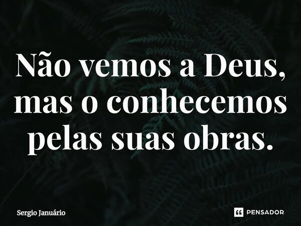 ⁠Não vemos a Deus, mas o conhecemos pelas suas obras.... Frase de Sergio Januário.
