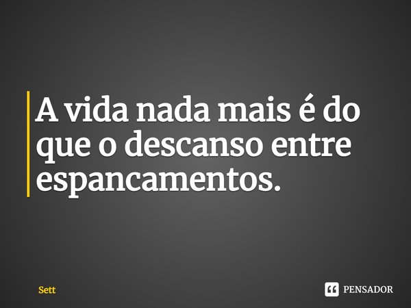 A vida nada mais é do que o descanso entre espancamentos.... Frase de Sett.
