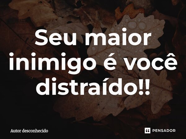 Seu maior inimigo é você distraído!!⁠... Frase de Autor desconhecido.