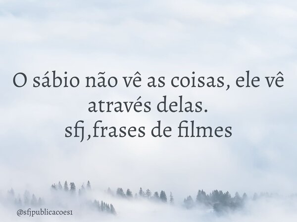⁠O sábio não vê as coisas, ele vê através delas. sfj,frases de filmes... Frase de sfjpublicacoes1.