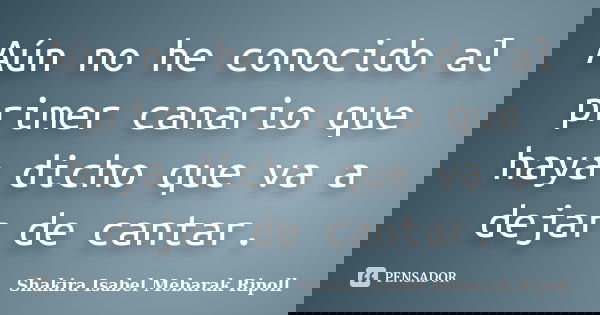Aún no he conocido al primer canario que haya dicho que va a dejar de cantar.... Frase de Shakira Isabel Mebarak Ripoll.