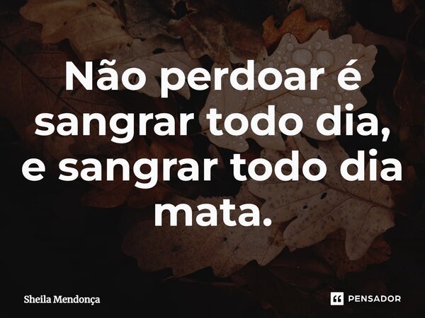 ⁠Não perdoar é sangrar todo dia, e sangrar todo dia mata.... Frase de Sheila Mendonça.