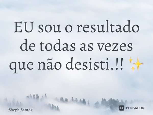 EU sou o resultado de todas as vezes que não desisti.!! ✨ ⁠... Frase de Sheyla Santos.