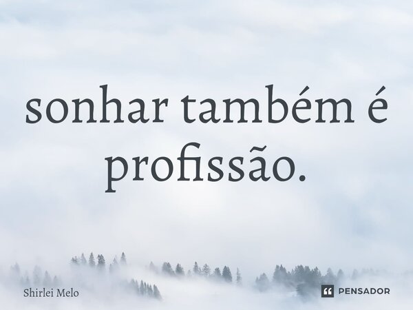 ⁠sonhar também é profissão.... Frase de Shirlei Melo.