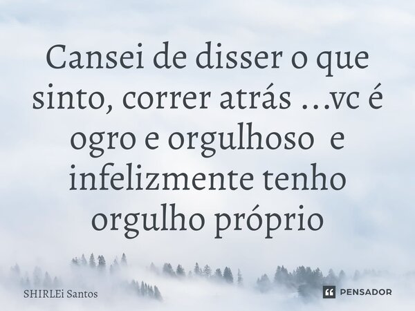 ⁠Cansei de disser o que sinto, correr atrás ...vc é ogro e orgulhoso e infelizmente tenho orgulho próprio... Frase de shirlei santos.