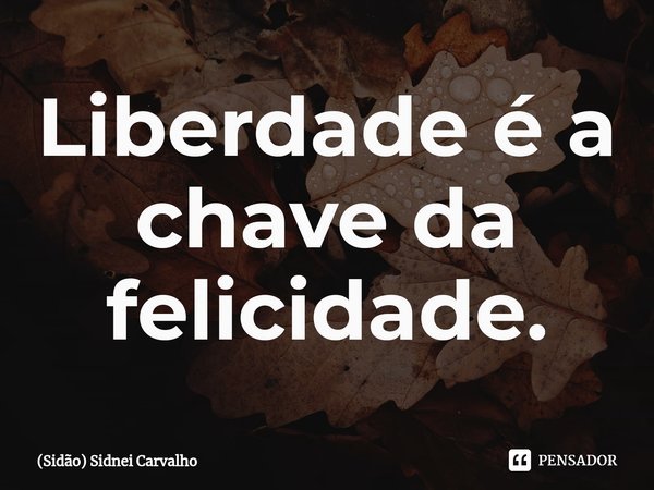 ⁠Liberdade é a chave da felicidade.... Frase de (Sidão) Sidnei Carvalho.