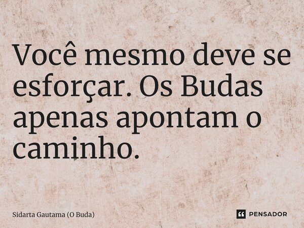 ⁠Você mesmo deve se esforçar. Os Budas apenas apontam o caminho.... Frase de Sidarta Gautama (O Buda).