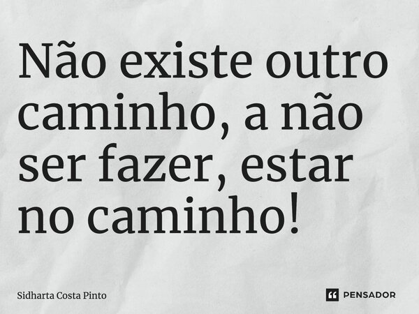 ⁠Não existe outro caminho, a não ser fazer, estar no caminho!... Frase de sidharta Costa Pinto.