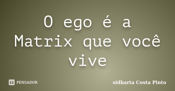 O ego é a Matrix que você vive... Frase de Sidharta Costa Pinto.