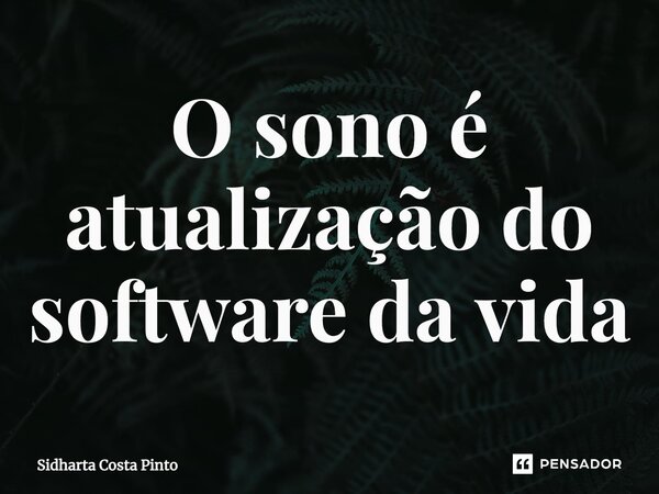 ⁠O sono é atualização do software da vida... Frase de sidharta Costa Pinto.