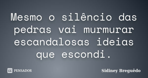 Mesmo o silêncio das pedras vai murmurar escandalosas ideias que escondi.... Frase de Sidiney Breguêdo.