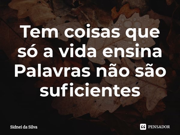 ⁠Tem coisas que só a vida ensina
Palavras não são suficientes... Frase de Sidnei Da Silva.