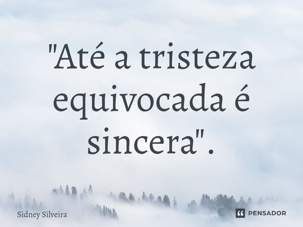 ⁠"Até a tristeza equivocada é sincera".... Frase de Sidney Silveira.