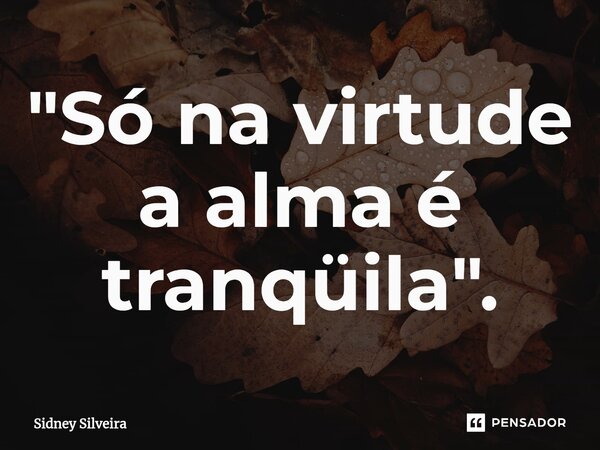 ⁠"Só na virtude a alma é tranqüila".... Frase de Sidney Silveira.