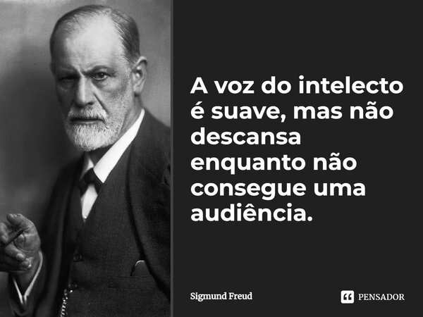 A voz do intelecto é suave, mas não descansa enquanto não consegue uma audiência.... Frase de Sigmund Freud.