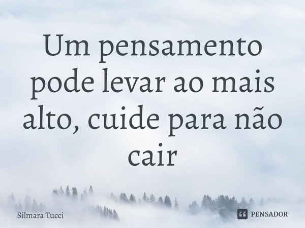 Um pensamento pode levar ao mais alto, cuide para não cair⁠... Frase de Silmara Tucci.