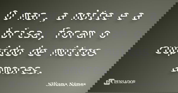 O mar, a noite e a brisa, foram o cupido de muitos amores.... Frase de Silvana Nunes.