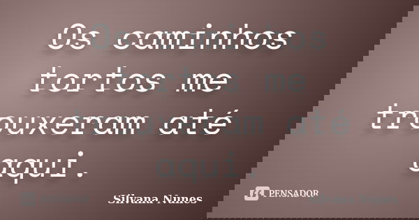 Os caminhos tortos me trouxeram até aqui.... Frase de Silvana Nunes.