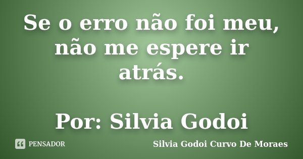 Se o erro não foi meu, não me espere ir atrás. Por: Silvia Godoi... Frase de Silvia Godoi Curvo De Moraes.