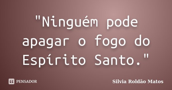 "Ninguém pode apagar o fogo do Espírito Santo."... Frase de Silvia Roldão Matos.