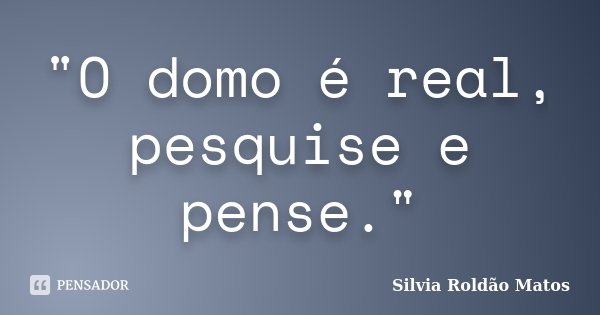 "O domo é real, pesquise e pense."... Frase de Silvia Roldão Matos.