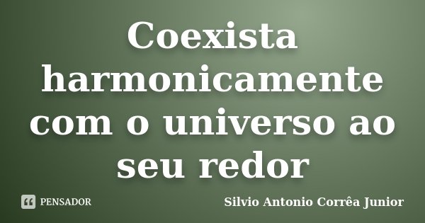 Coexista harmonicamente com o universo ao seu redor... Frase de Silvio Antonio Corrêa Junior.