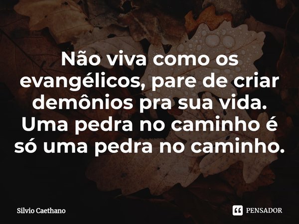 ⁠Não viva como os evangélicos, pare de criar demônios pra sua vida. Uma pedra no caminho é só uma pedra no caminho.... Frase de Silvio Caethano.