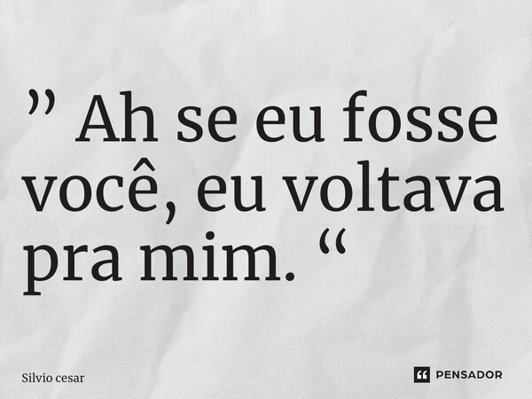 ⁠” Ah se eu fosse você, eu voltava pra mim. “... Frase de Silvio César.