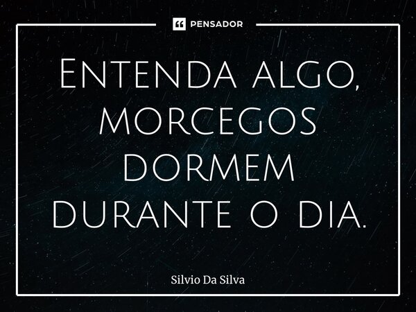 ⁠Entenda algo, morcegos dormem durante o dia.... Frase de Silvio Da Silva.