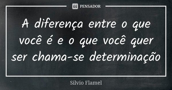A diferença entre o que você é e o que você quer ser chama-se determinação... Frase de Silvio Flamel.