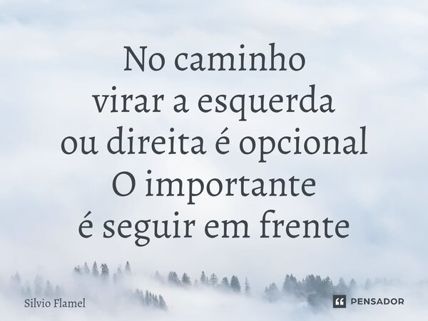 ⁠No caminho virar a esquerda ou direitaé opcional O importante é seguir em frente... Frase de Silvio Flamel.