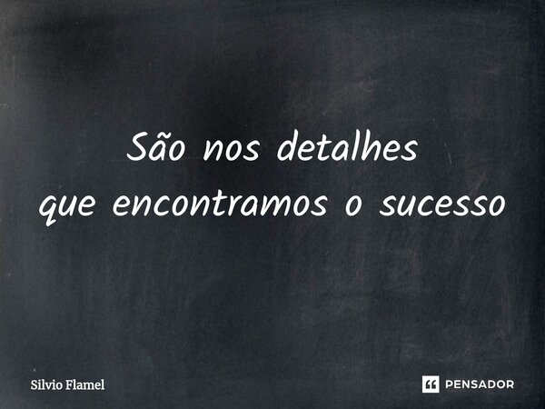 ⁠São nos detalhes que encontramos o sucesso... Frase de Silvio Flamel.