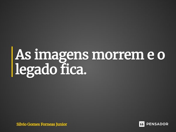 ⁠As imagens morrem e o legado fica.... Frase de Silvio Gomes Forneas Junior.