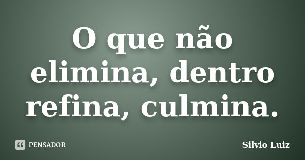 O que não elimina, dentro refina, culmina.... Frase de Silvio Luiz.