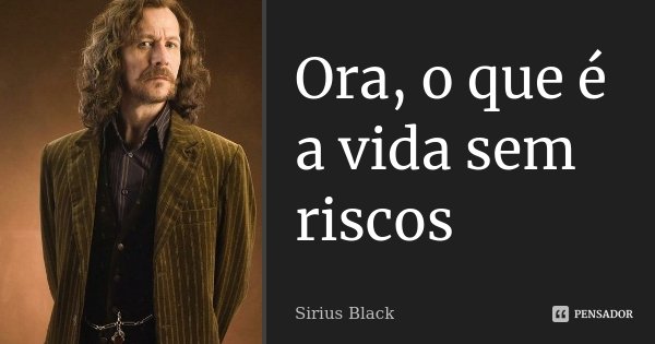 Ora, o que é a vida sem riscos... Frase de Sirius Black.