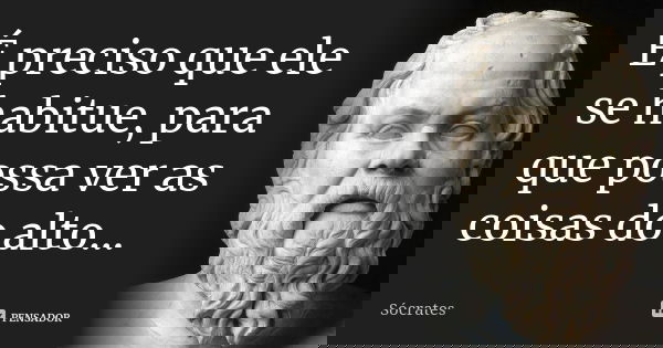 É preciso que ele se habitue, para que possa ver as coisas do alto...... Frase de Sócrates.