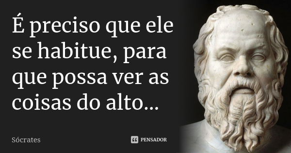 É preciso que ele se habitue, para que possa ver as coisas do alto...... Frase de Sócrates.