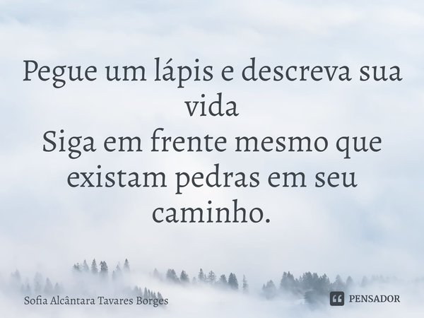 ⁠Pegue um lápis e descreva sua vida
Siga em frente mesmo que existam pedras em seu caminho.... Frase de Sofia Alcântara Tavares Borges.