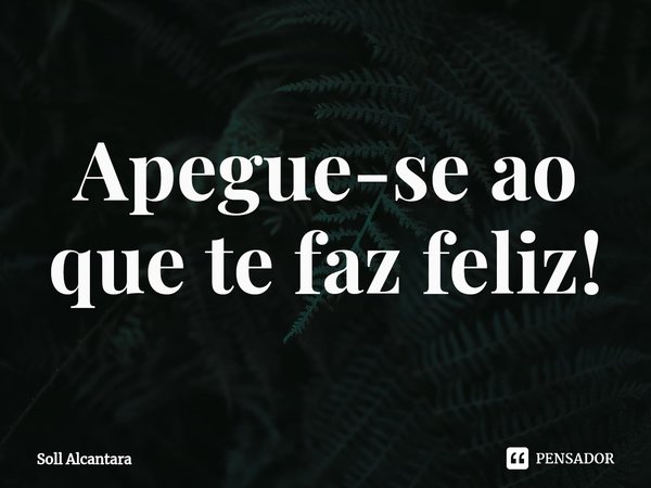 ⁠Apegue-se ao que te faz feliz!... Frase de Soll Alcantara.