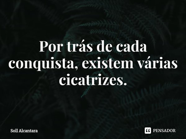 Por trás de cada conquista, existem várias cicatrizes.... Frase de Soll Alcantara.