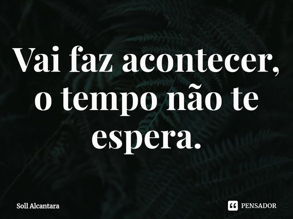 ⁠Vai, faz acontecer, o tempo não te espera.... Frase de Soll Alcantara.